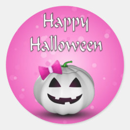 White Pumpkin Rosa Girly Halloween Runt Klistermärke