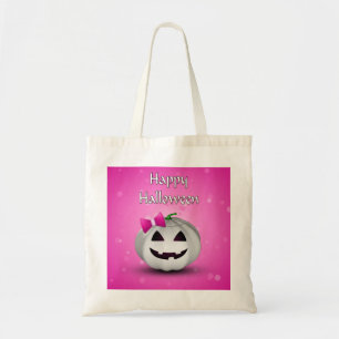 White Pumpkin Rosa Girly Halloween Tygkasse