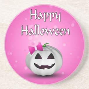 White Pumpkin Rosa Girly Halloween Underlägg