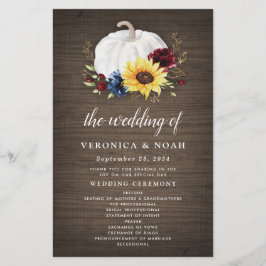 White Pumpkin Solros Guld Fall Wedding Program