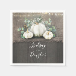 White Pumpkins Rustic Land Fall Wedding Pappersservett