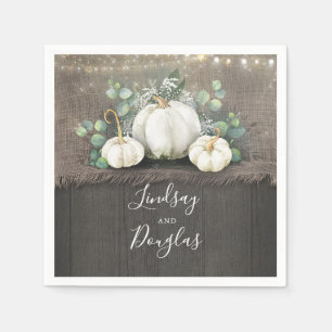 White Pumpkins Rustic Land Fall Wedding Pappersservett