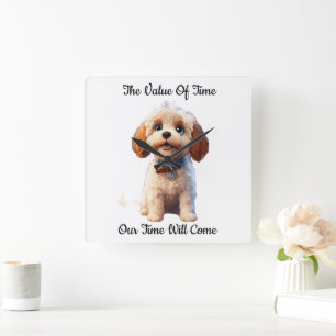 White Puppy Hund älskare Gift Cute Hund design- Fyrkantig Klocka