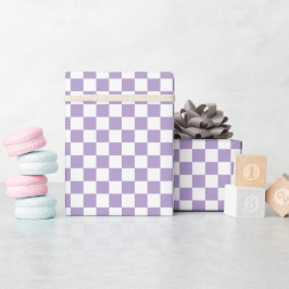 White & Purple Checkerboard Wrapping Paper Roll Presentpapper
