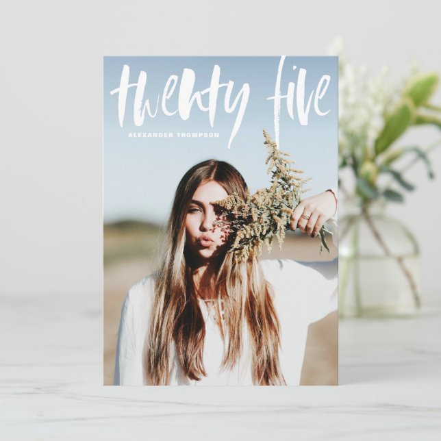 White Push Typography 2024 Photo Studenten Inbjudningar (Stående Fram)