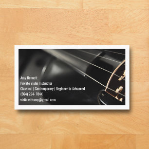 White Qr Code Black Violin Violinist Visitkort