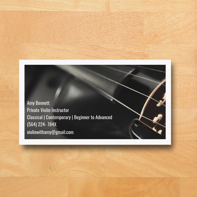 White Qr Code Black Violin Violinist Visitkort (Black Violin White Music Business Card )