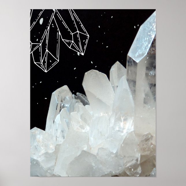 White Quartz Crystal Gemstone Geode Natural Stone Poster (Framsidan)