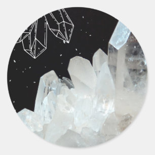 White Quartz Crystal Gemstone Geode Natural Stone Runt Klistermärke