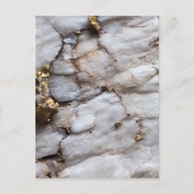 White Quartz med Guld Veining Vykort (Framsida)