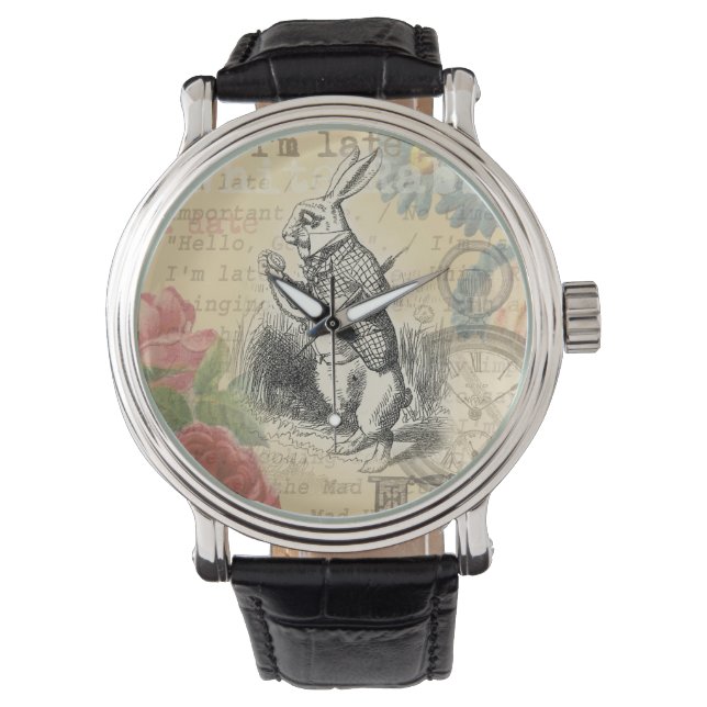 White Rabbit Alice i Wonderland Art Armbandsur (Framsida)