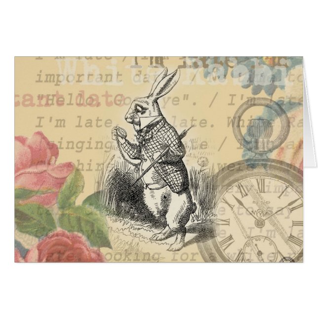 White Rabbit Alice i Wonderland Art Hälsningskort (Framsidan Horizontal)