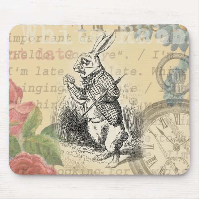 White Rabbit Alice i Wonderland Art Musmatta (Framsidan)