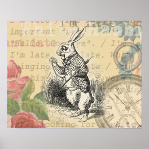 White Rabbit Alice i Wonderland Art Poster
