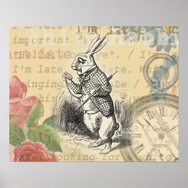 White Rabbit Alice i Wonderland Art Poster (Framsidan)