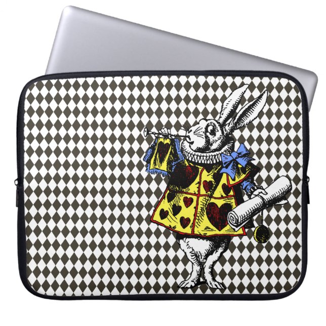 White Rabbit Alice i Wonderland Black Diamonds Laptop Fodral (Framsidan)