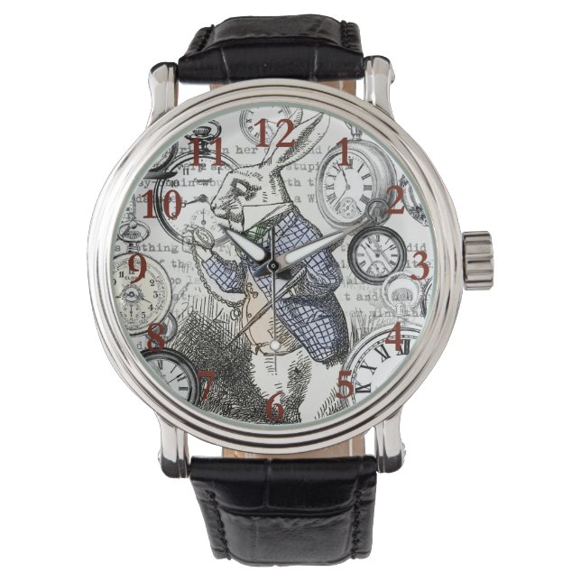 White Rabbit Alice i Wonderland Clocks Armbandsur (Framsida)