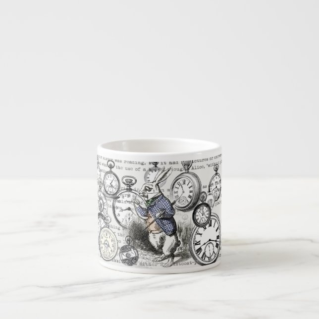 White Rabbit Alice i Wonderland Clocks Espressomugg (Framsidan)