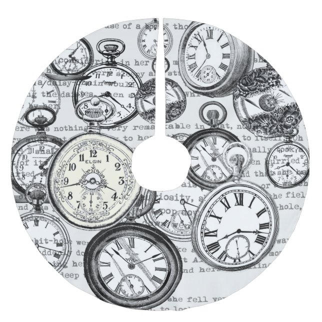 White Rabbit Alice i Wonderland Clocks Julgransmatta Borstad Polyester (Framsidan)