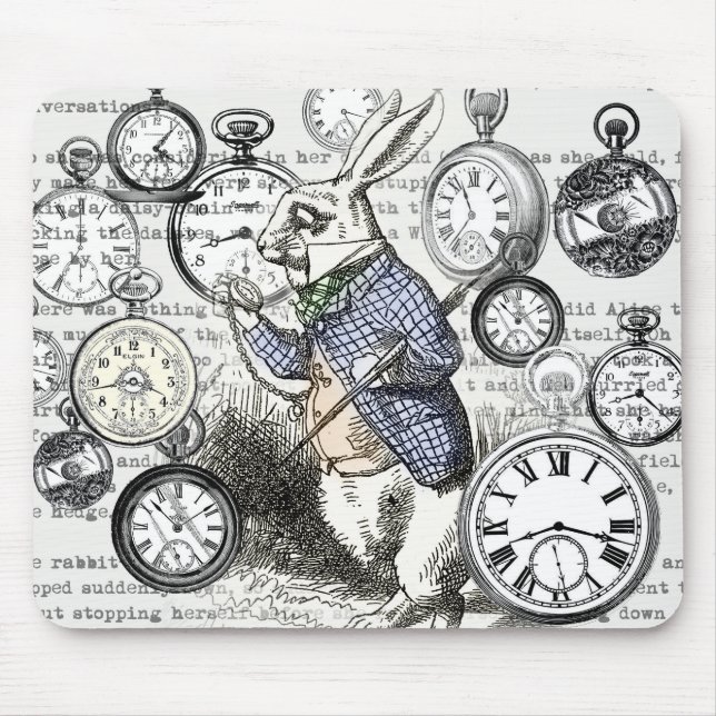 White Rabbit Alice i Wonderland Clocks Musmatta (Framsidan)