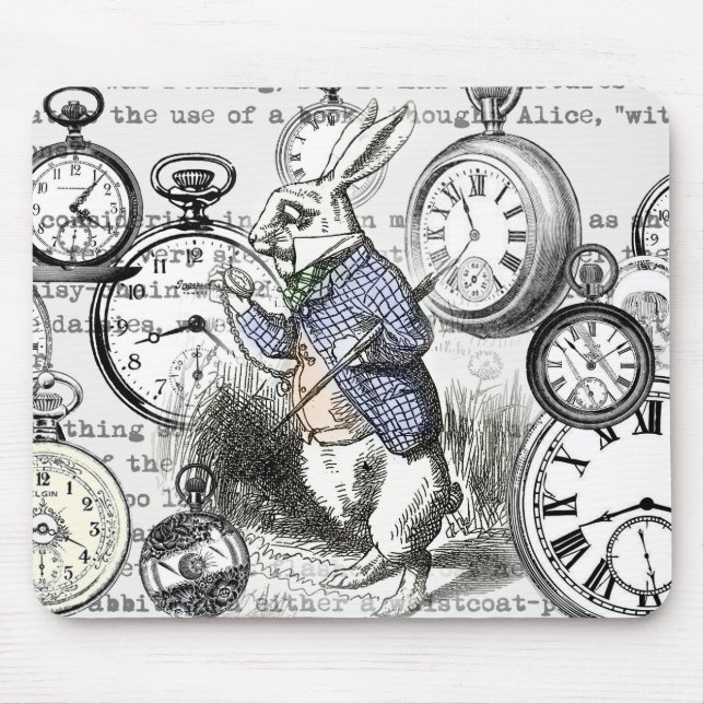 White Rabbit Alice i Wonderland Clocks Musmatta (Framsidan)