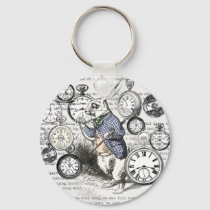 White Rabbit Alice i Wonderland Clocks Nyckelring