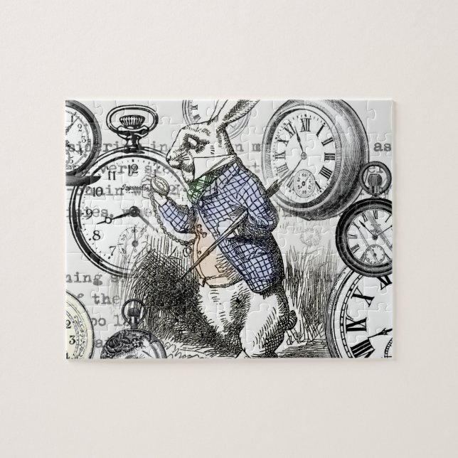 White Rabbit Alice i Wonderland Clocks Pussel (Horisontell)