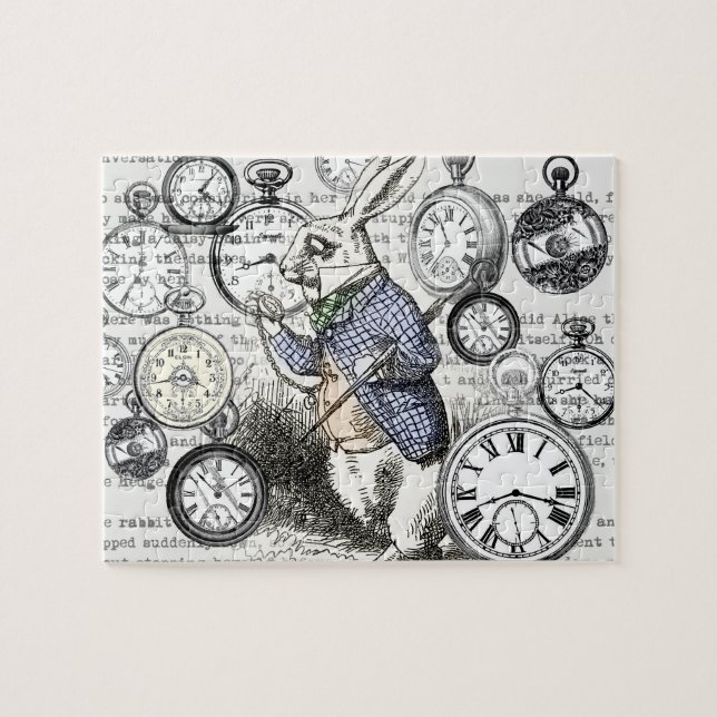 White Rabbit Alice i Wonderland Clocks Pussel (Horisontell)