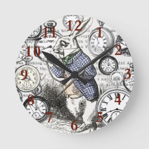 White Rabbit Alice i Wonderland Clocks Rund Klocka