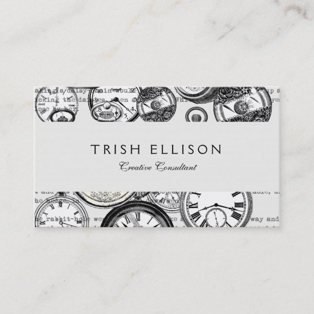 White Rabbit Alice i Wonderland Clocks Visitkort (Framsida)