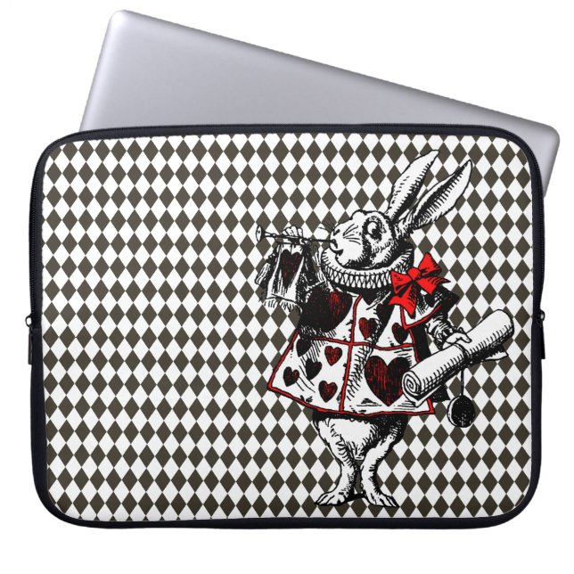White Rabbit Alice i Wonderland Diamonds Laptop Fodral (Framsidan)
