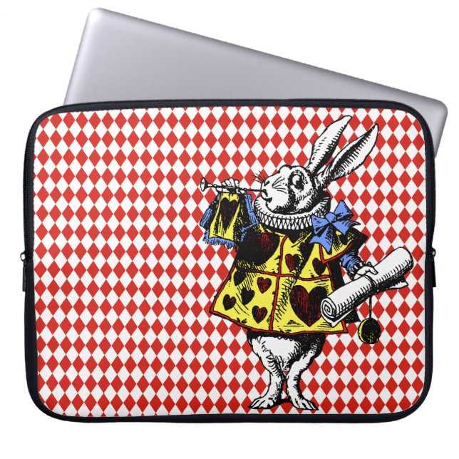 White Rabbit Alice i Wonderland Diamonds Laptop Fodral (Framsidan)