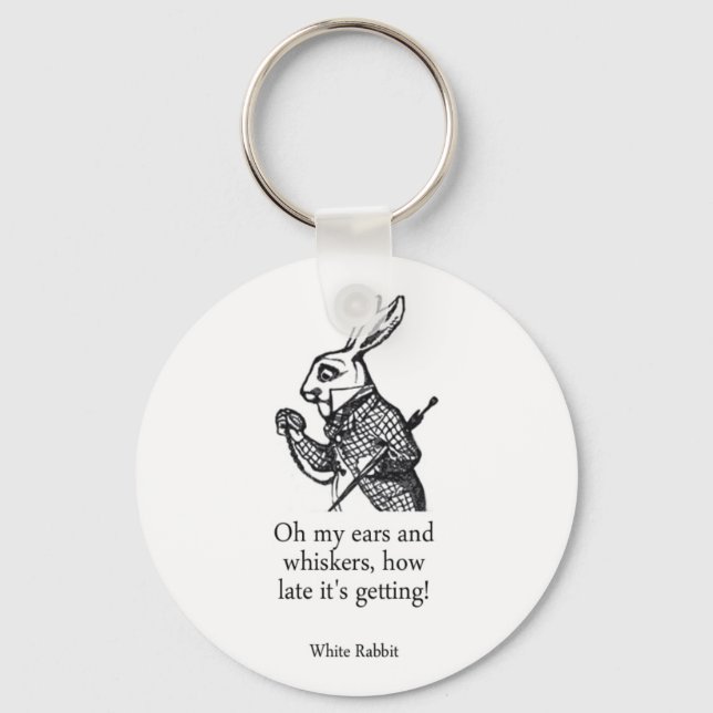 White Rabbit Alice i Wonderland Keychain Nyckelring (Framsida)