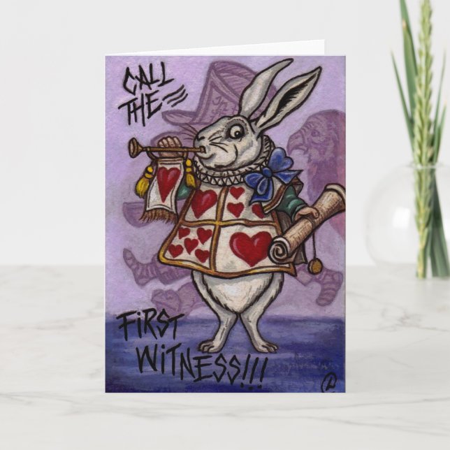 WHITE RABBIT Alice i Wonderland Note Card Kort (Framsida)