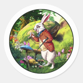 White Rabbit |Alice i Wonderland Påsk Stickers Runt Klistermärke