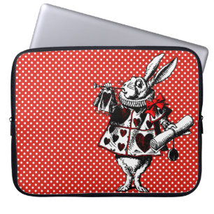 White Rabbit Alice i Wonderland Polka dots Laptop Fodral