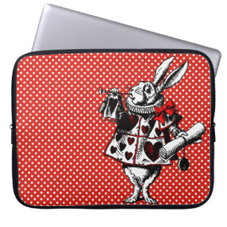 White Rabbit Alice i Wonderland Polka dots Laptop Fodral
