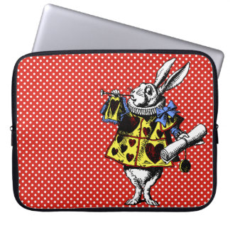 White Rabbit Alice i Wonderland Polka dots Laptop Fodral