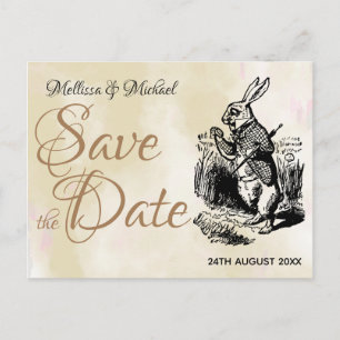 White Rabbit Alice i Wonderland Spara datumet Vykort