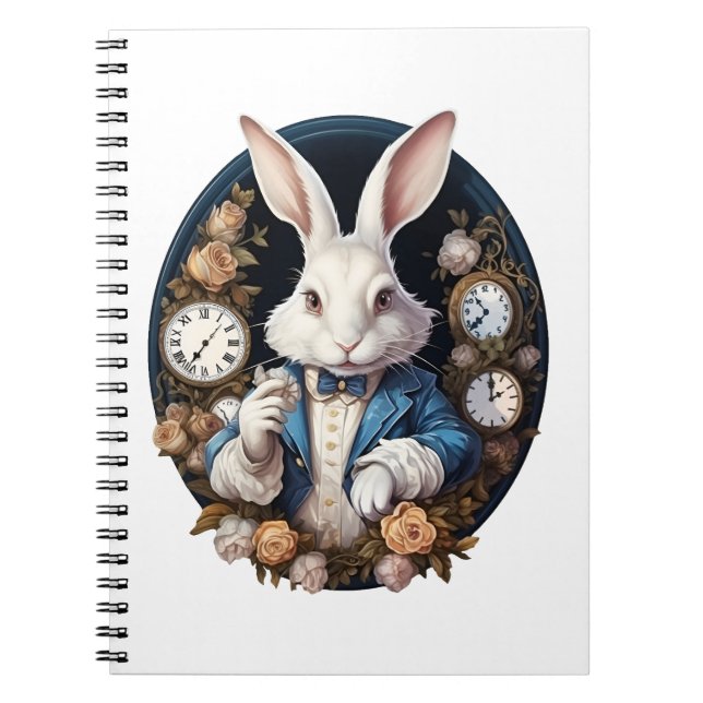 White Rabbit Alice i Wonderland Watches och ro Anteckningsbok (Framsidan)