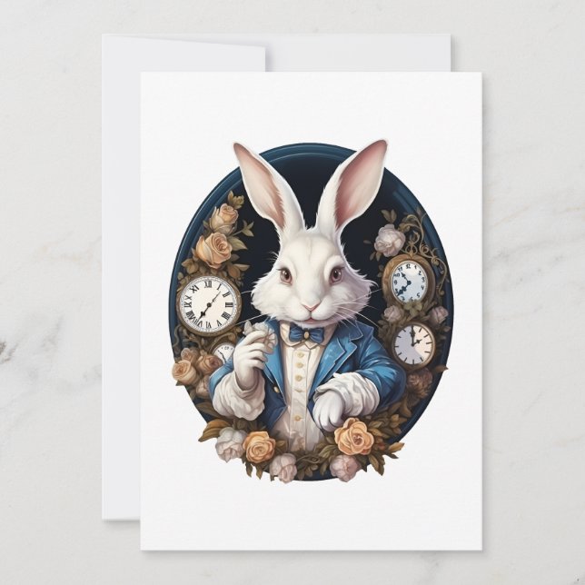 White Rabbit Alice i Wonderland Watches och ro Inbjudningar (Framsida)
