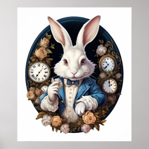 White Rabbit Alice i Wonderland Watches och ro Poster