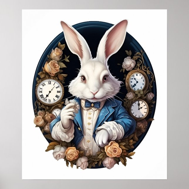 White Rabbit Alice i Wonderland Watches och ro Poster (Framsidan)