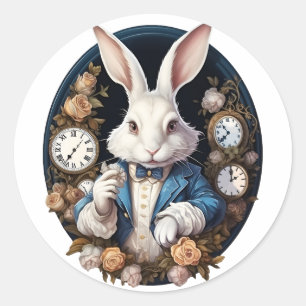White Rabbit Alice i Wonderland Watches och ro Runt Klistermärke