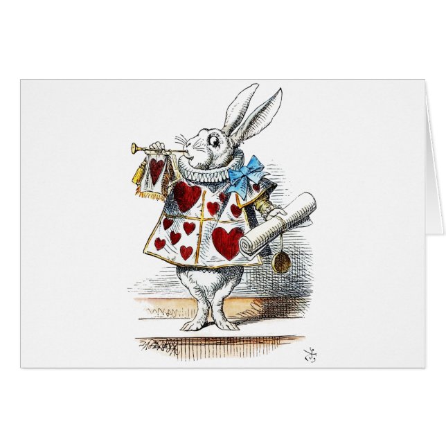 White Rabbit Alice Wonderland Hearts Hälsningskort (Framsidan Horizontal)