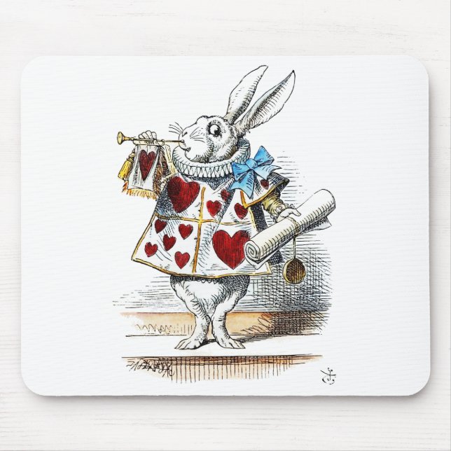 White Rabbit Alice Wonderland Hearts Musmatta (Framsidan)
