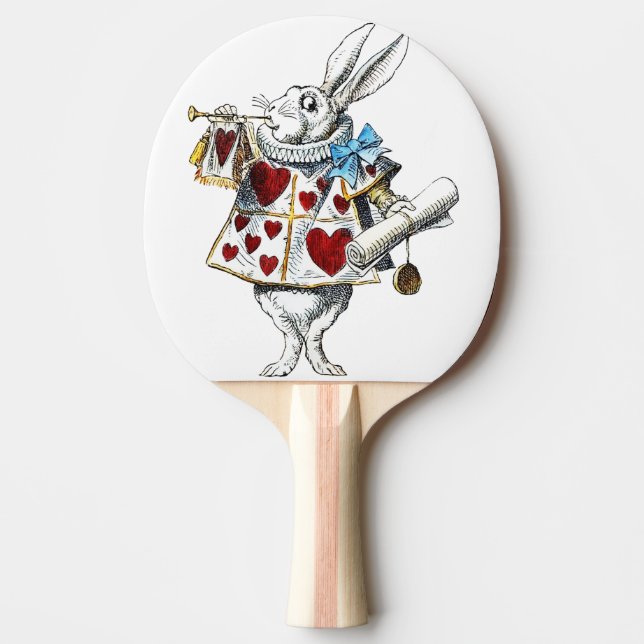White Rabbit Alice Wonderland Hearts Pingisracket (Framsidan)
