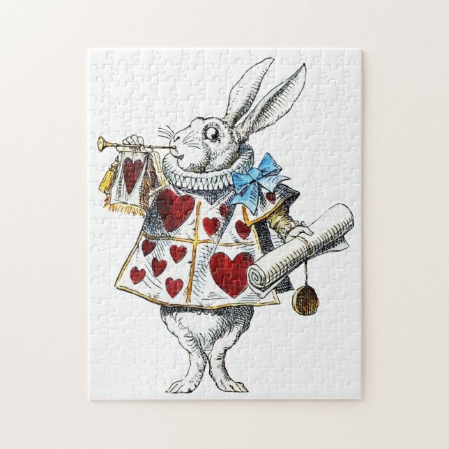 White Rabbit Alice Wonderland Hearts Pussel (Vertikal)
