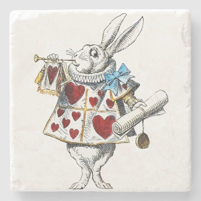 White Rabbit Alice Wonderland Hearts Stenunderlägg (Framsidan)