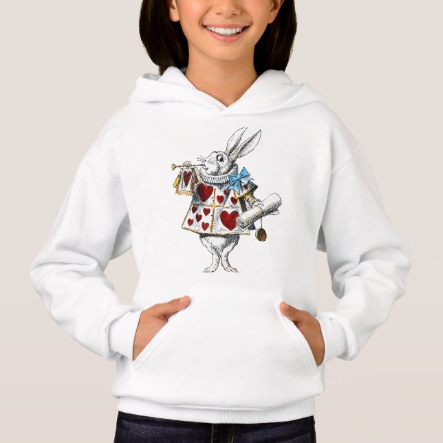 White Rabbit Alice Wonderland Hearts T Shirt (Framsida)
